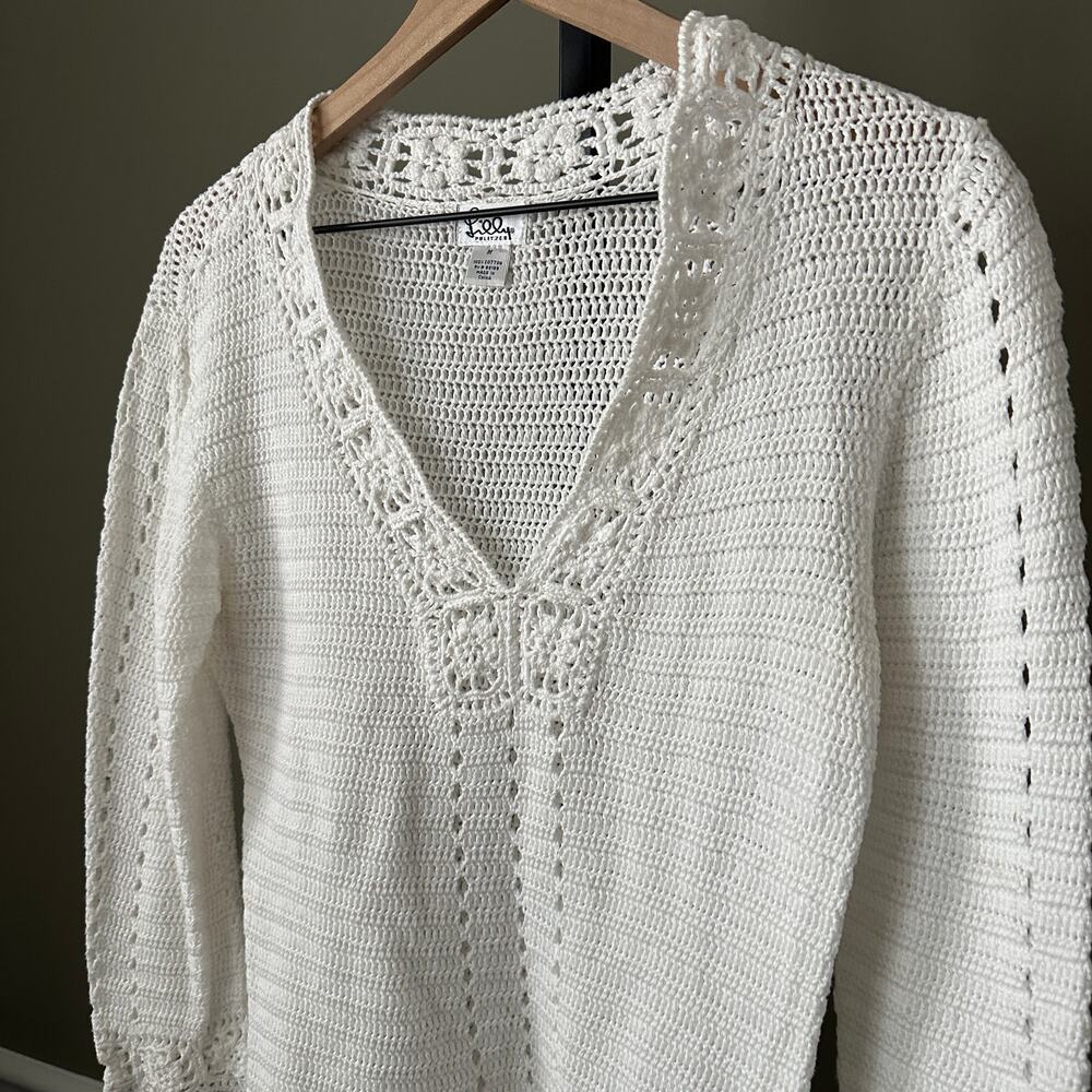 Lilly Pulitzer Vintage Cotton Crochet Tunic White Medium - Picture 2 of 4